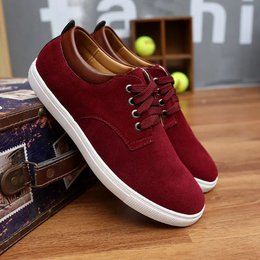 Leather Casual Sneakers (Men's Genuine Leather Shoes)