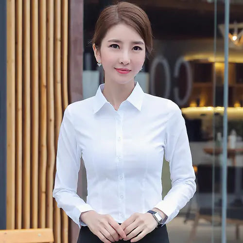 Women's Cotton Basic White Office Shirt
