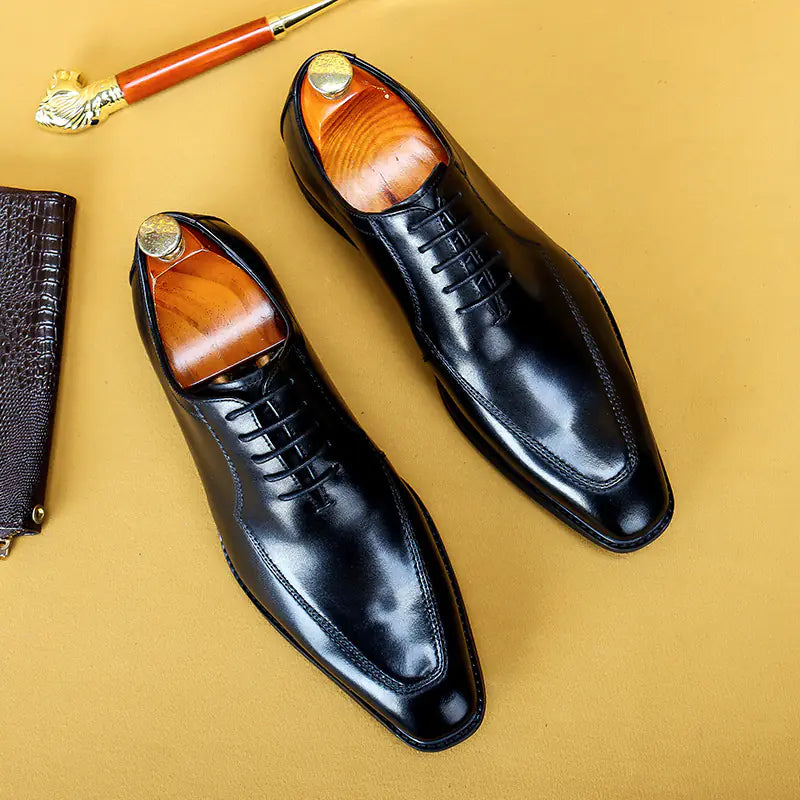 Men's Leather Pointed Oxford Dress Shoes for Business