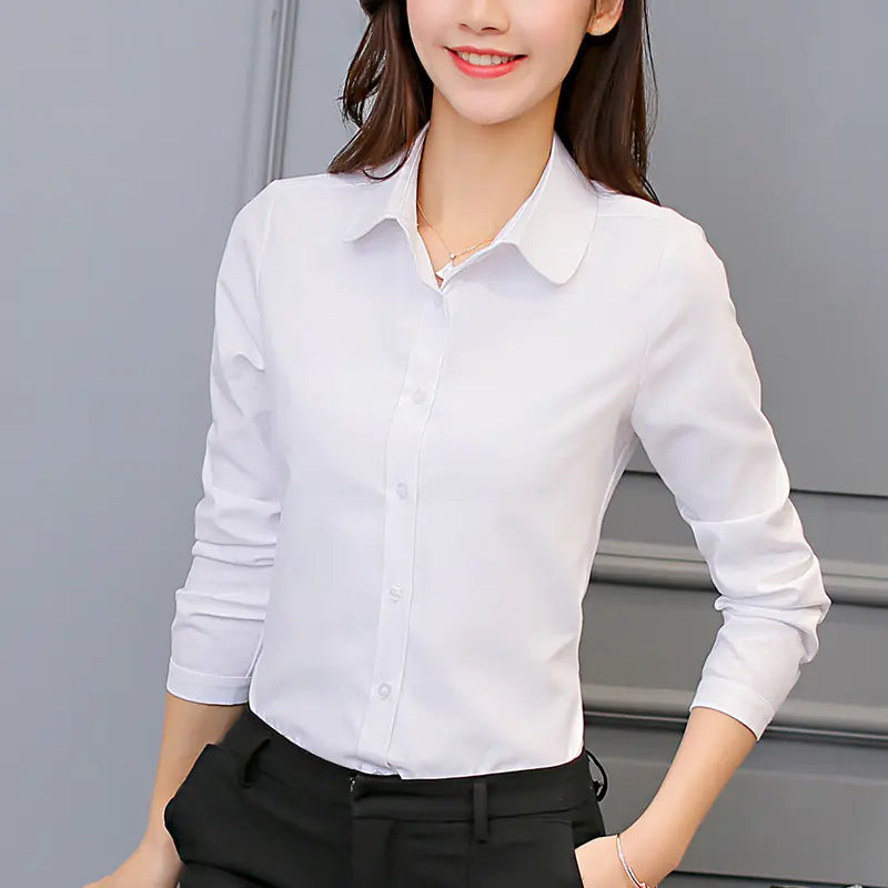 Women's Cotton Basic White Office Shirt