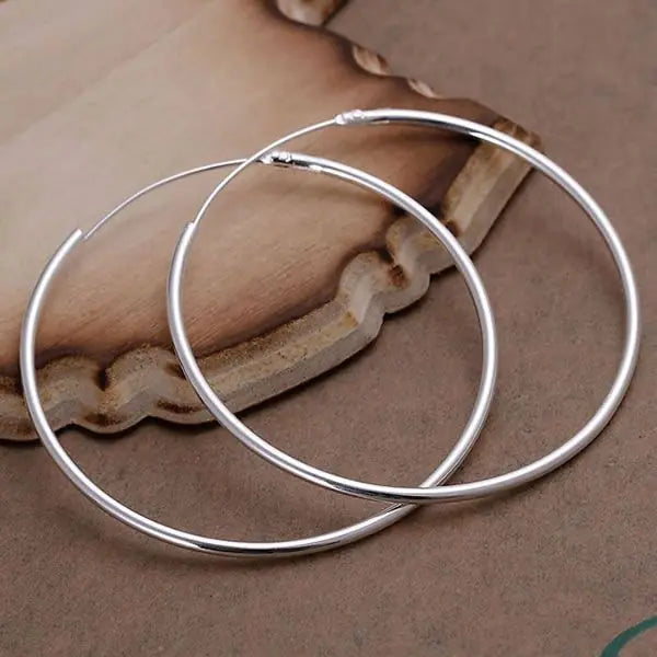 Fashionable Silver Plated Round Hoop Earrings
