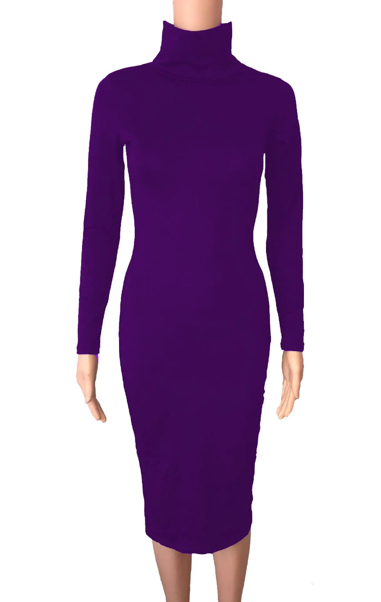 Long Sleeve Solid Color Dress