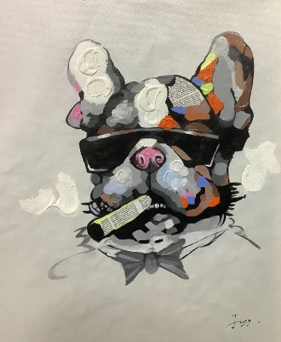 Kawaii Pug Hand-Painted Oil Painting Art