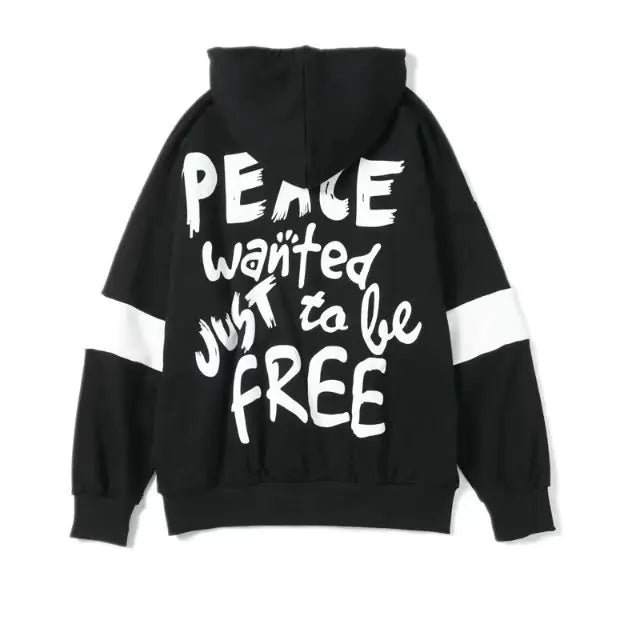 Hooded Sweatshirt with Letter Print and Long Sleeves