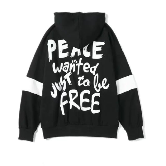 Hooded Sweatshirt with Letter Print and Long Sleeves