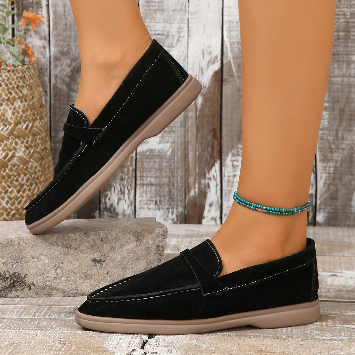 Women's Suede Loafers - Retro Casual Flats, Plus Size