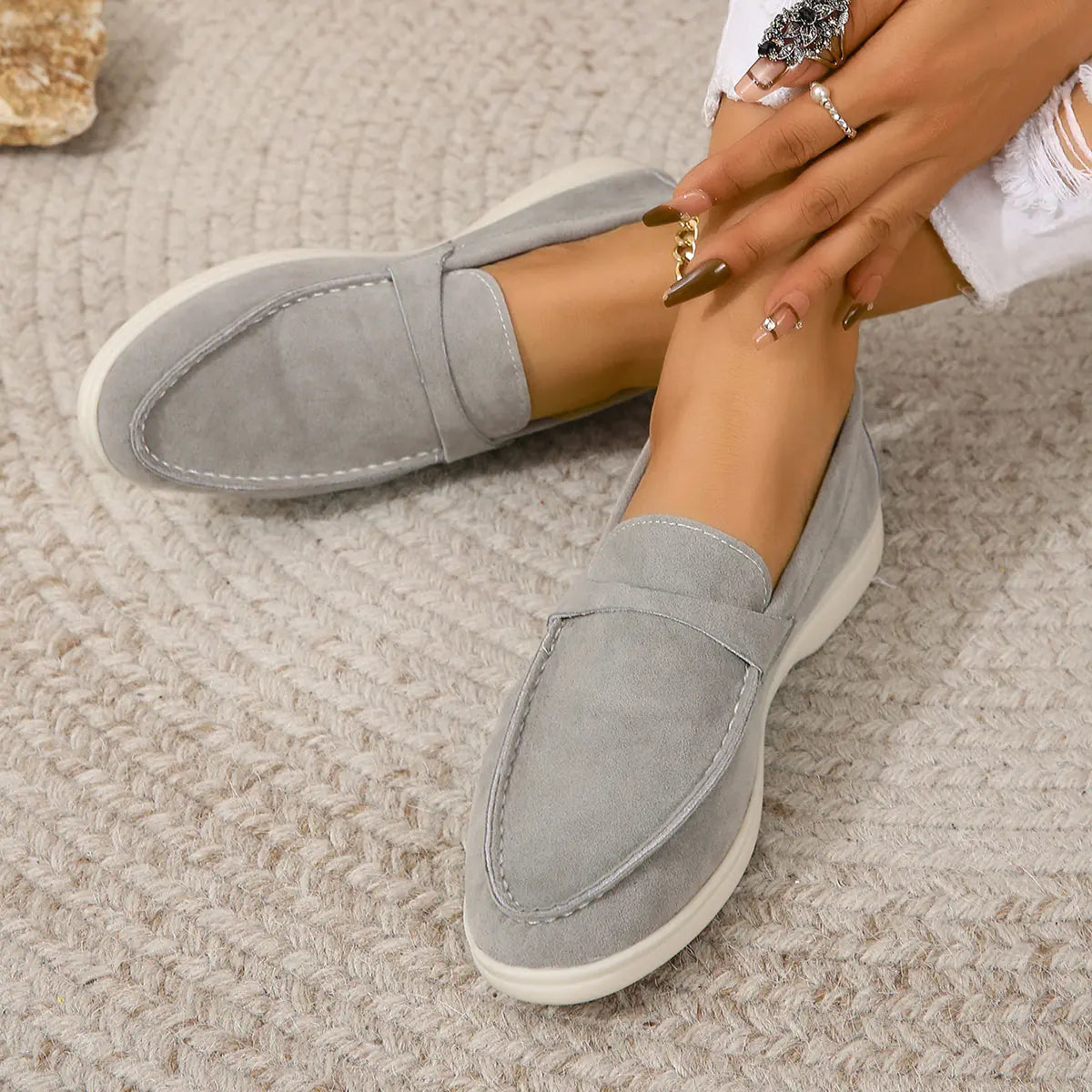 Women's Suede Loafers - Retro Casual Flats, Plus Size