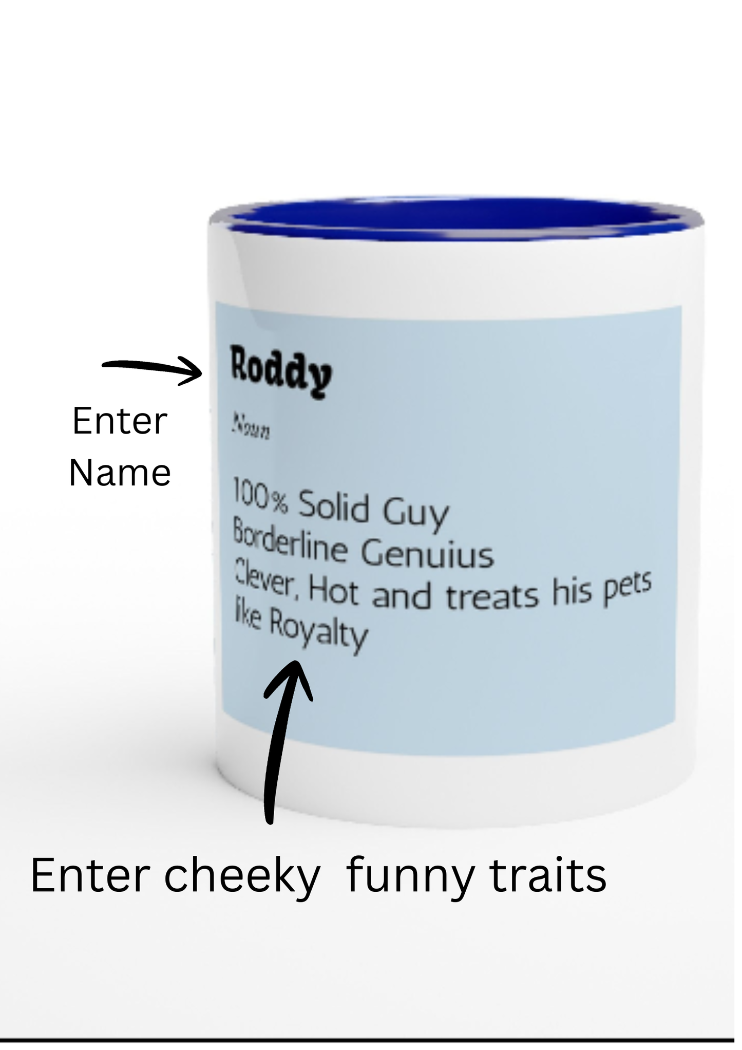 Personalize this Mug! White 11oz Ceramic Mug with Color Inside Ceramic Blue