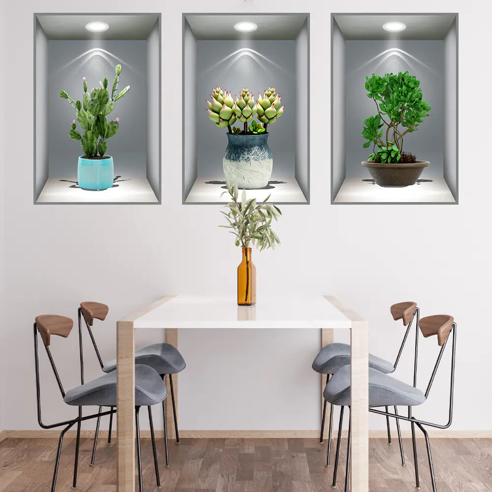 3D Effect Self-Adhesive Plant Wall Art Decor
