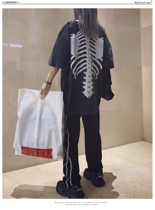Oversized Skeleton Print T-Shirt