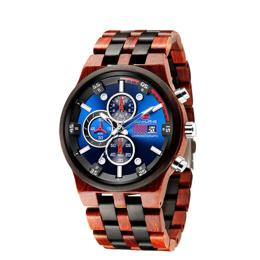 Luminous Multifunctional Quartz Wood Sports Watch