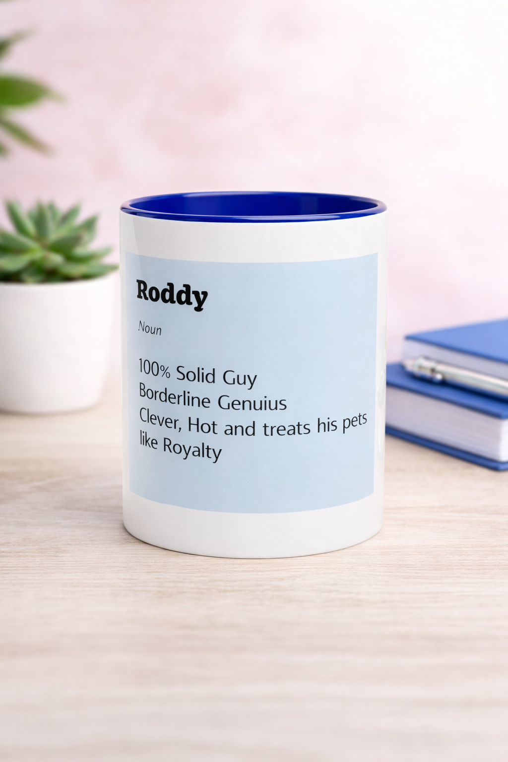 Personalize this Mug! White 11oz Ceramic Mug with Color Inside Ceramic Blue