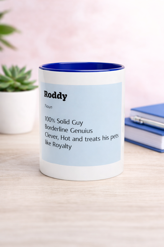 Personalize this Mug! White 11oz Ceramic Mug with Color Inside Ceramic Blue