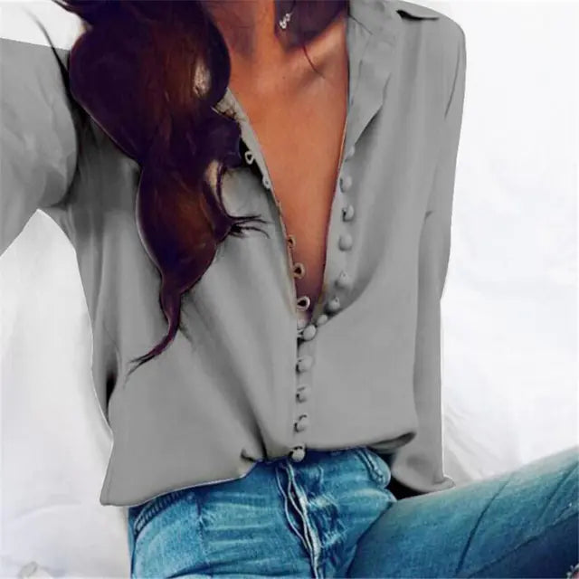 Solid Women's Shirt - Office Fashion Spring Dress