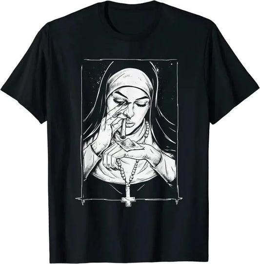 Vintage Devil Unholy Nun Graphic T-Shirt - Plus Size