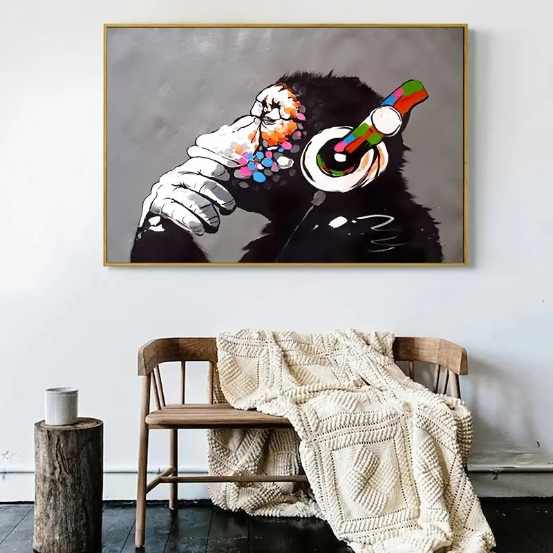 Funny Monkeys Bathroom Poster - Canvas Wall Art Decor