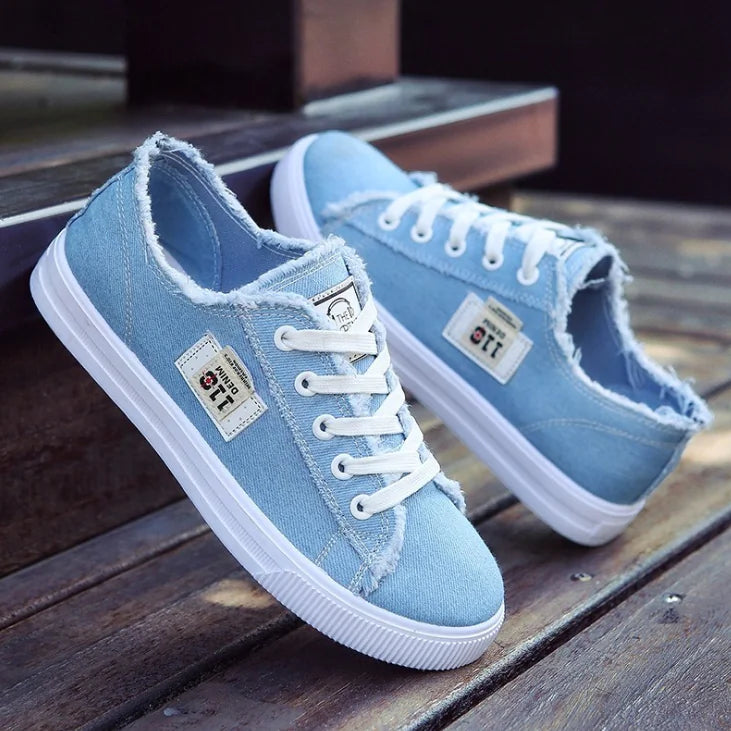 Stylish Women's White Canvas Sneakers for Fall