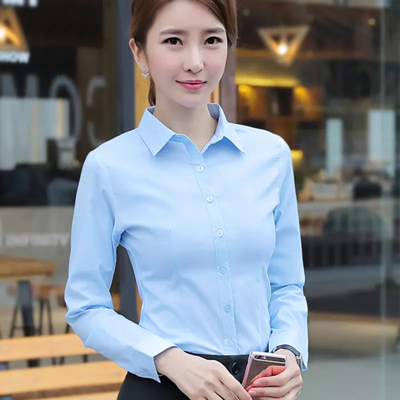 Women's Cotton Basic White Office Shirt