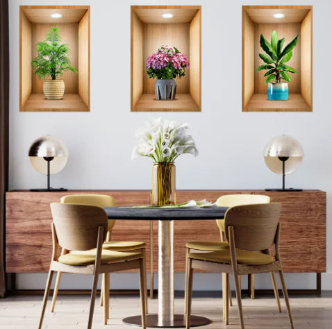 3D Effect Self-Adhesive Plant Wall Art Decor
