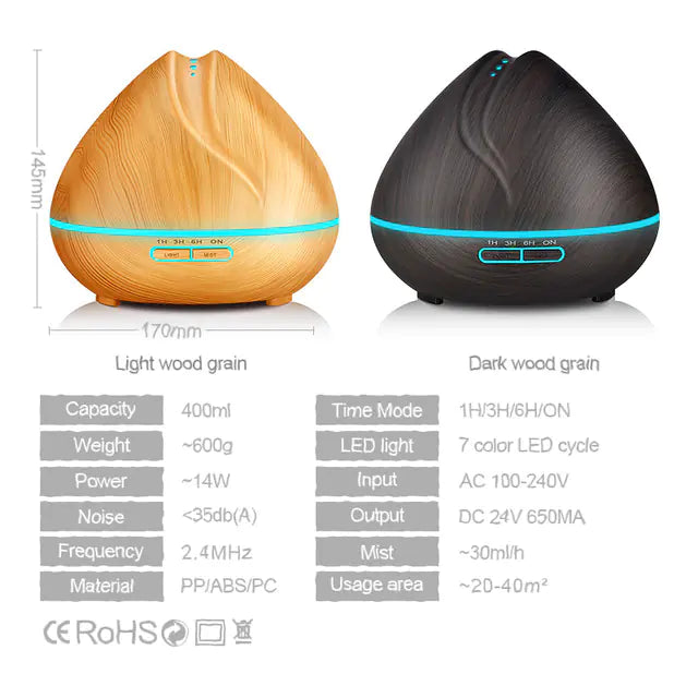 Wood Grain Humidifier with Essential Oil Diffuser