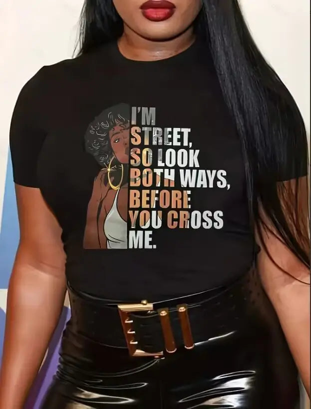 Women's Graphic T-Shirt with Black Girl Print 2026