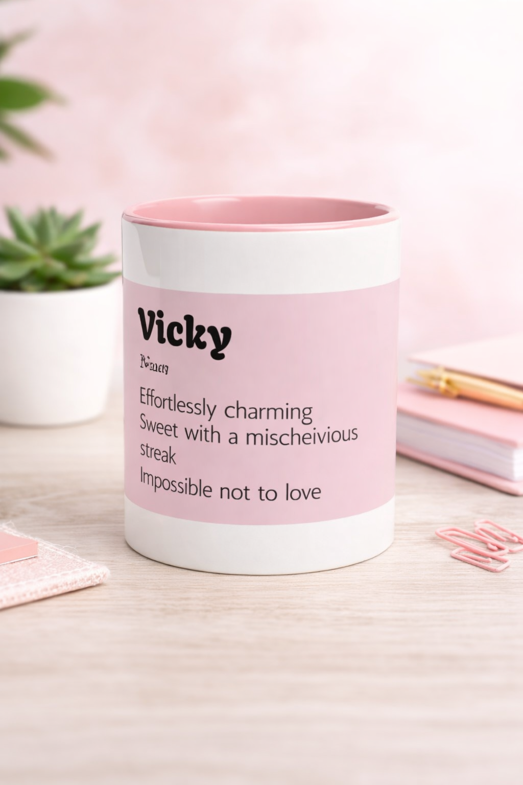 Personalize this Mug! White 11oz Ceramic Mug with Color Inside Ceramic Pink