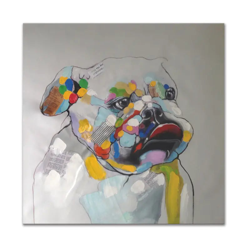 Kawaii Pug Hand-Painted Oil Painting Art