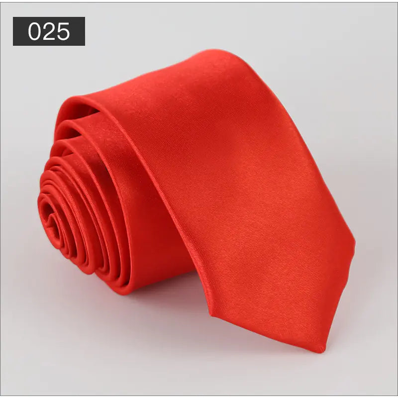Solid Color Narrow Shiny Tie for Men - Wholesale Stock