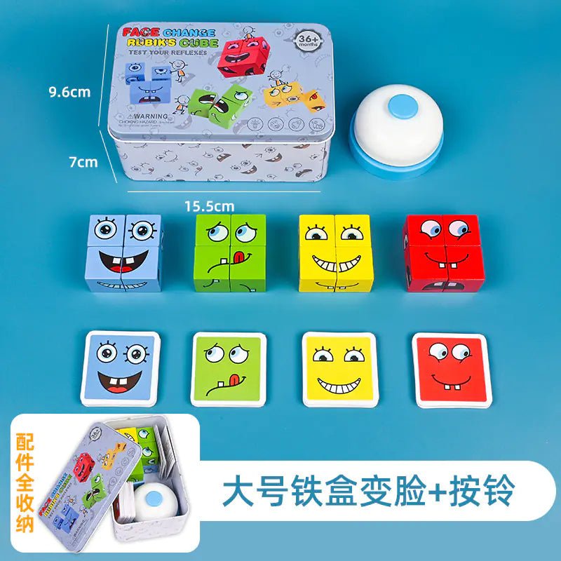 Kids Wooden Face-Changing Cube Puzzle Game in Box