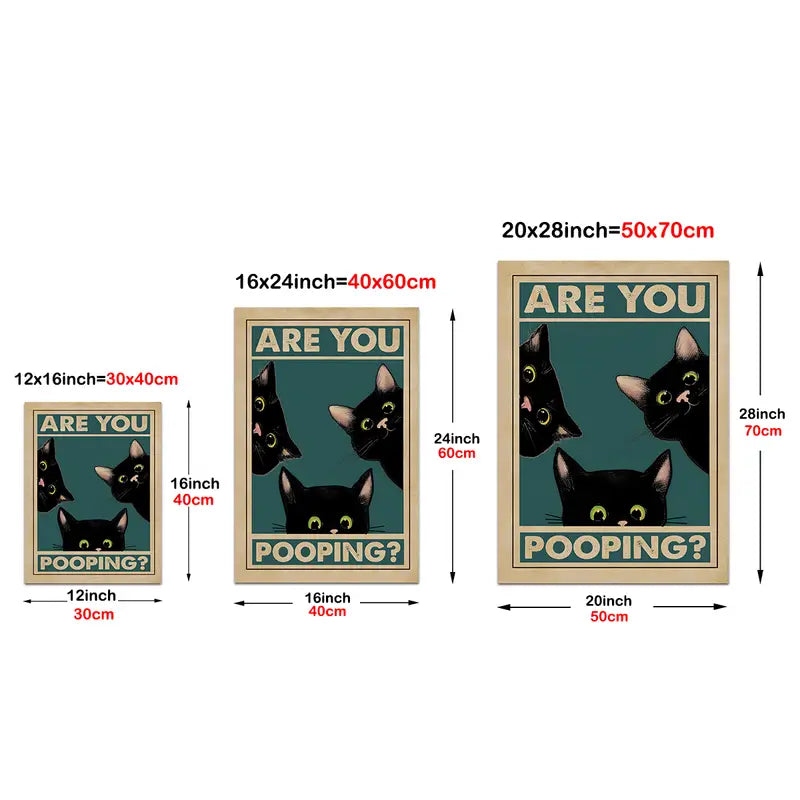 Black Cat Wall Art Poster for Bathroom Decor