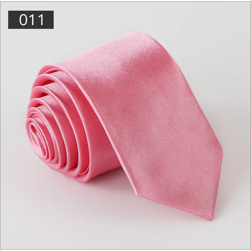 Solid Color Narrow Shiny Tie for Men - Wholesale Stock