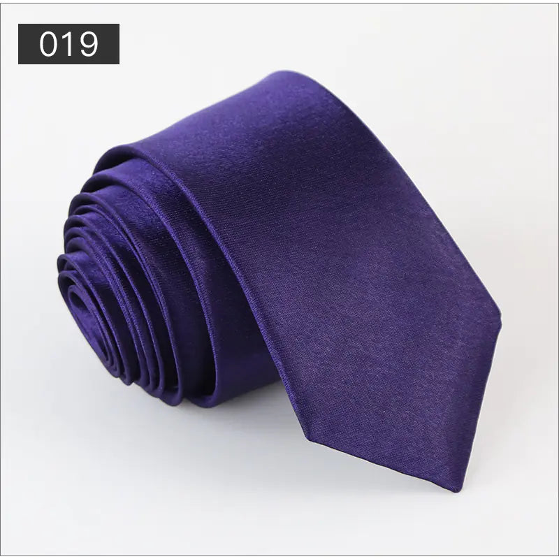 Solid Color Narrow Shiny Tie for Men - Wholesale Stock