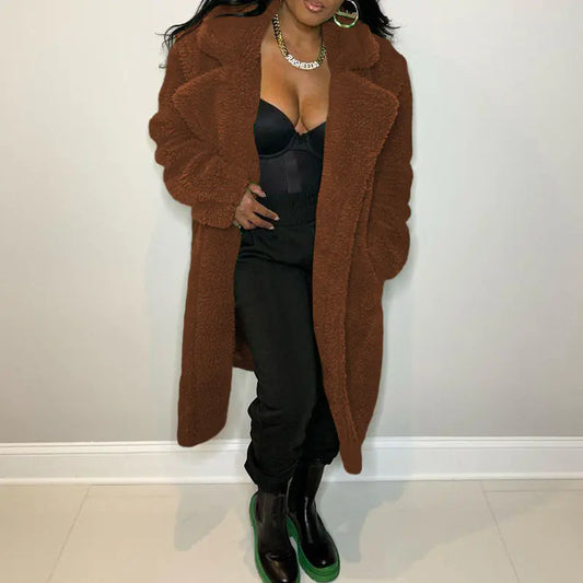 Women's Stylish Long Sleeve Lapel Trench Coat