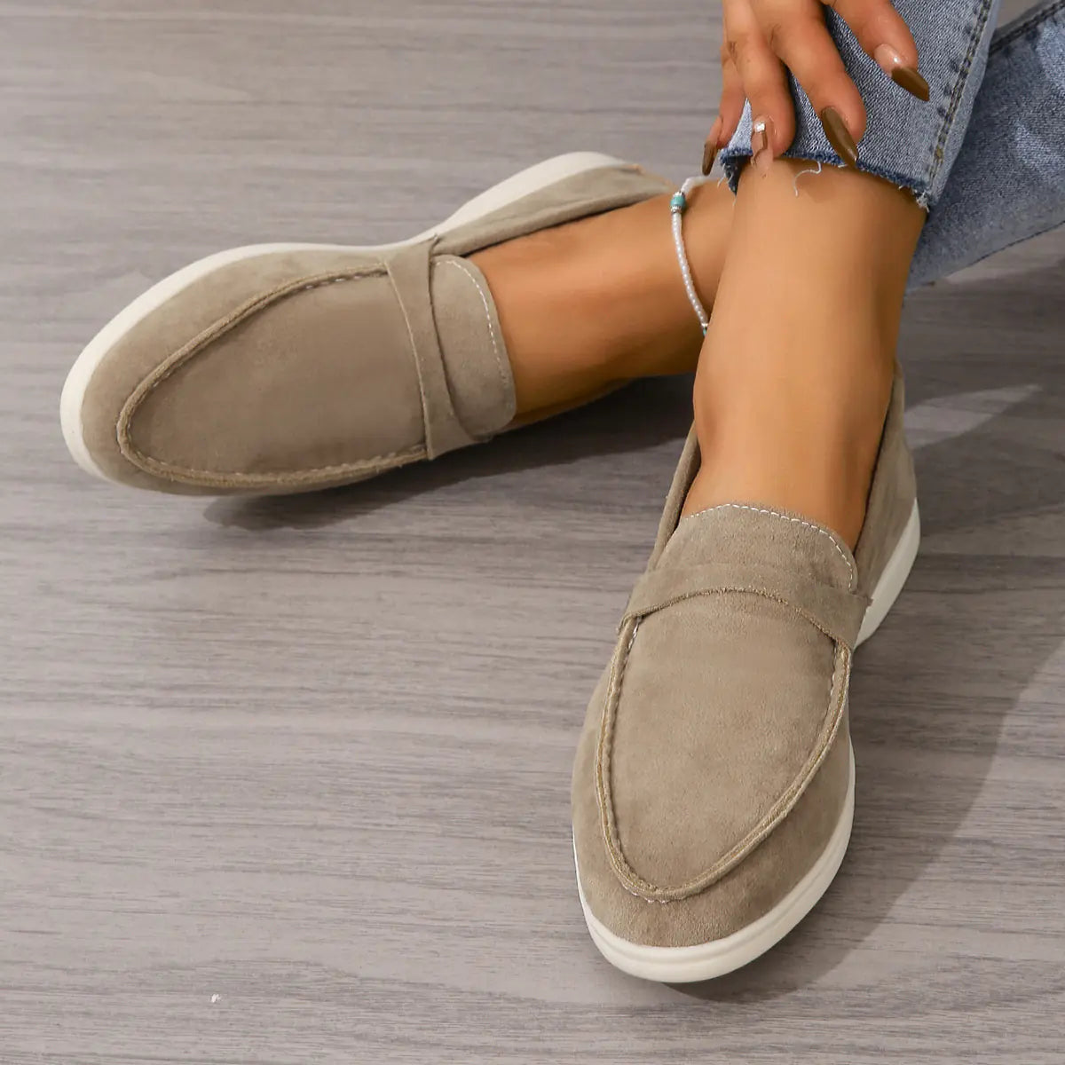 Women's Suede Loafers - Retro Casual Flats, Plus Size