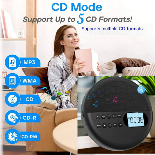 Multifunction Bluetooth CD Player with Stereo Speakers