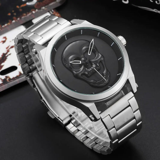 Men's Quartz Skeleton Watch with Steel Band