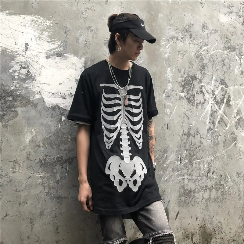 3M Reflective Skeleton Graphic Loose T-Shirt